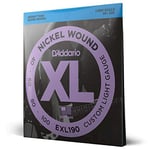 D'Addario Bass Guitar Strings - XL Nickel Bass Strings - EXL190 - Perfect Intonation, Consistent Feel, Powerful Durability - For 4 String Bass Guitars - 40-100 Custom Light, Long Scale