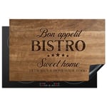 KitchenYeah© Protege Plaque Induction 80x52 cm Deco Cuisine Accessoires Pratique Protection De Vitroceramique Citation - Bistro - Bon appétit - Sweet home - Texture du bois - 80x52 cm