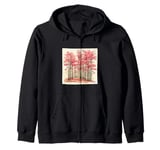 Sakura Trees In Bloom Landscape Vintage Graphic Zip Hoodie