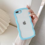 QLTYPRI Case for iPhone 7 Plus/iPhone 8 Plus, Cute Curly Wave Frame Clear Case for Girls Women, Transparent Soft Silicone TPU Bumper Shockproof Phone Cover for iPhone 7 Plus/8 Plus - Sierra Blue