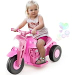 6V Moto Électrique Enfants avec Créateur de Bulles, Scooter Electrique Enfant avec Bouton de Musique et Pédale, Motif de Flamme, Phare led, Charge