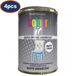 Paint White Matt Undercoat Quick Dry Hard-Wearing Interior Exterior 300ml 4Pcs