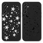 Foonary 2 Pièces Coque pour Samsung Galaxy A14 5G 6,8", Etui Aesthetic Étoile Motif Dessin Housse, Ultra Mince Souple Silicone Cover Antichoc Anti-Rayures Bumper Protection Camera Case, Étoile01