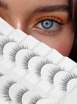 Eyelashes Natural Looking Wispy Lashes 10mm Short Strip Lashes False Eyelashes C Curl Eye Lashes Pack 3D Volume Eyelashes 0.1MM Thin Band Natural Lashes Siligli Lashes 7 Pair