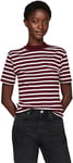 Tommy Hilfiger Femme Slim Cody Crop Mock-NK Ww0ww40586 Autres T-Shirts, Rouge (Breton STP Deep Rouge/Ecru), M EU