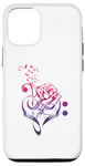 Coque pour iPhone 14 Rose Flower Piano Musicien Notes de Musique Amour Musique