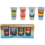 Justice League of America SHOT GLASSES Set of 4 - Superman Batman Wonder Woman