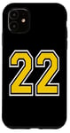 Coque pour iPhone 11 Numéro 22 en jaune, blanc, noir, version de poche