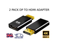 2 Pack Display Port DP Male To HDMI Female Adapter Converter For 4K HD HDTV PC