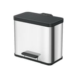 Hailo - Poubelle de tri sélectif 2 bacs à pédale 25L (17+9) Öko Duo Plus l Coloris - Inox