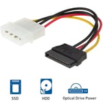 Dual Molex 4Pin to SATA 15Pin SSD HDD HardDrive Power Supply Splitter Cable Wire