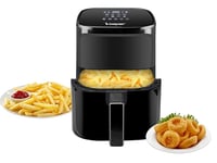 BEPER P101FRI051 Friteuse à air chaud, frite sans huile, 5 L, Display tactile, 8 programmes, réglable jusqu'à 200°C, minuterie 60 minutes, arrêt automatique, Noir