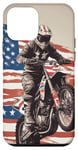 Coque pour iPhone 12 mini Dirt Bike Drapeau US Motocross Vintage Dirt Track Racing