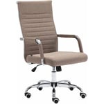 Décoshop26 - Fauteuil de bureau sur roulettes confortable hauteur réglable en tissu taupe cadre métal chromé