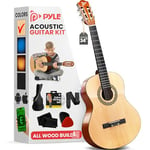 Pyle 3/4 Size Classical Acoustic Guitar 34” Junior Size Starter Kit - 6 String Traditional Classic Handcrafted Linden Wood w/Gig Bag, Digital Tuner, Strings, Picks, Strap, for Beginners Students