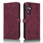 Succtopy Coque pour Samsung Galaxy S24 FE 5G Etui Protection Housse Premium en Cuir PU [Emplacements Cartes] [Fermeture Magnétique] Pochette Flip Portefeuille Case pour Galaxy S24 FE 5G Vin Rouge