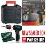 New Parkside 12V Lithium Cordless Drill Screwdriver LED Light +Drill Driver Set