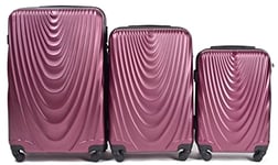 Wings Lot de 3 valises légères avec roulettes et poignée télescopique Bordeaux, Bordeaux, 3 Set, Valise