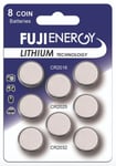 8 X FUJI ENERGY CR2032 CR2025 CR2016 3V Lithium Button Coin Cell Batteries UK