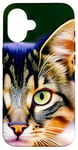 Coque pour iPhone 16 Visage De Chat Tabby Moustaches Oeil Vert Photo Gros Plan