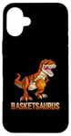 Coque pour iPhone 16 Plus BasketSaurus Dinosaure Balle T-rex Dino Jouant au Basketball