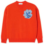 Sweat-shirt Lacoste  PULL LAINE JACQUARD  FEMME ORANGE INTARSIA MOTIF FLEU