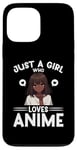 Coque pour iPhone 13 Pro Max Just a Girl Who Loves Anime Merch Afro-Américain Afro