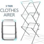 3 Tier Clothes Dryer Airer Foldable Laundry Rack Washing Line With 20 Pegs