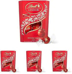 Lindt Lindor Milk Chocolate Truffles Box - approx. 3 Balls, 37g - Perfect for Gifting or Sharing - Chocolate Balls with a Smooth Melting Filling (Pack of 4)