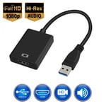 Adaptateur USB 3.0 vers HDMI Adaptateur de câble vidéo HD 1080P avec sortie audio Hub USB 23