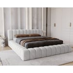 Lit double 160x200 Como - Lit adulte 160x200 avec Rangement - Mousse épaisse, tissu Velvet - Gris clair (Whisper 16)