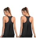 Promover 2 Pack Workout Running Tank Top Women Racerback Yoga Tops Exercise Gym Shirts Quick Dry Casual Sleeveless Athletic Running Vest