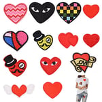 Iron-On Patches for Children and Adults, 13 Pieces Heart Patches for Sew-On Patches Set, Embroidered Iron On Patches DIY Accessories, Iron-On Patches for Sewing or Ironing on Clothes, Dress, Jeans