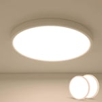 Goeco - Lot de 2 Plafonnier led 24W, Plafonnier Ultra-mince Ø30CM Rond IP44, Luminaire Moderne Blanc pour Salle de Bain Chambre Cuisine Salon Balcon