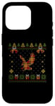 Coque pour iPhone 16 Pro Pull de Noël moche motif aigle à carreaux rouges