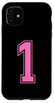 Coque pour iPhone 11 Rose 1 Numéro Équipe Junior Sports Uniforme Numéroté