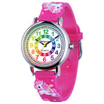 Delycazy Montre Enfant, 12 et 24 Heures Mouvement à Quartz Montre pour Enfants Fille Garçon, Cadeau Fille Garçon 4 5 6 7 8 Ans