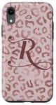 Coque pour iPhone XR Letter R Initial Leopard Rose Pink Cheetah Monogram