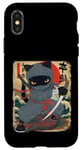 Coque pour iPhone X/XS Chat ninja japonais, chat noir kawaii ninja