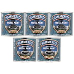 5x Hammerite Direct To Rust Hammered Black Quick Drying Metal Paint 250ml