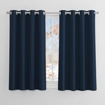 PONY DANCE Short Eyelet Curtains - Sunlight Blocking Thermal Insulated Home Decor Privacy Protected for Living Room/Kitchen/Kids' Bedroom, 52 x 45 inch, 2 Panels, Navy Blue