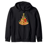 Funny Pizza on Earth Christmas Tree Merry Crust-mas Pizzamas Zip Hoodie