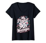 Womens Throwback Playlist 90s Hits 90s Era 90s Pop 90s Rock V-Neck T-Shirt