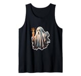 Ghost Holding Candle Spooky - Halloween Costume Tank Top