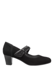 Hotter Samba Wide Fit Suede Heeled Courts, Black