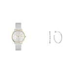 Lacoste Montre Analogique à Quartz pour Femme avec Bracelet en Acier Inoxydable argenté - 2001286 Créoles pour Femme Collection VIRTUA en Acier inoxidable - 2040202