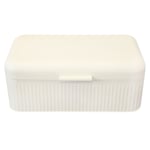 Large Bread Bin 15L Metal Ivory Loaf Bread Baked Storage Container Hinged Lid