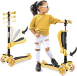 Trottinette à 3 Roues pour Enfants - Trottinettes Pliantes pour Enfants et Tout-Petits avec/réglable en Hauteur, Pont antidérapant, Feux Clignotants, pour garçons/Filles de 2 à 12 Ans