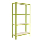 Homeclick Étagère sans vis avec plateaux en bois 4 étagères Vert/blanc Simonrack 1600 x 800 x 300 mm - Étagère pour maison - Étagère pour enfants 150 kg de capacité par étagère