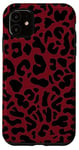 Coque pour iPhone 11 Motif guépard à imprimé léopard rouge foncé, bordeaux et noir